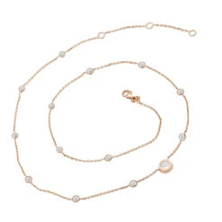 Unique Diamonds By The Yard Necklace 14K Yellow Gold 1.8 Carats Adjustable Length 13 Unique Diamonds By The Yard Necklace 14K Yellow Gold 1.8 Carats Adjustable Length -Luxurman unique diamonds by the yard necklace in 14k gold 18 carats adjustable length 000997 back rose