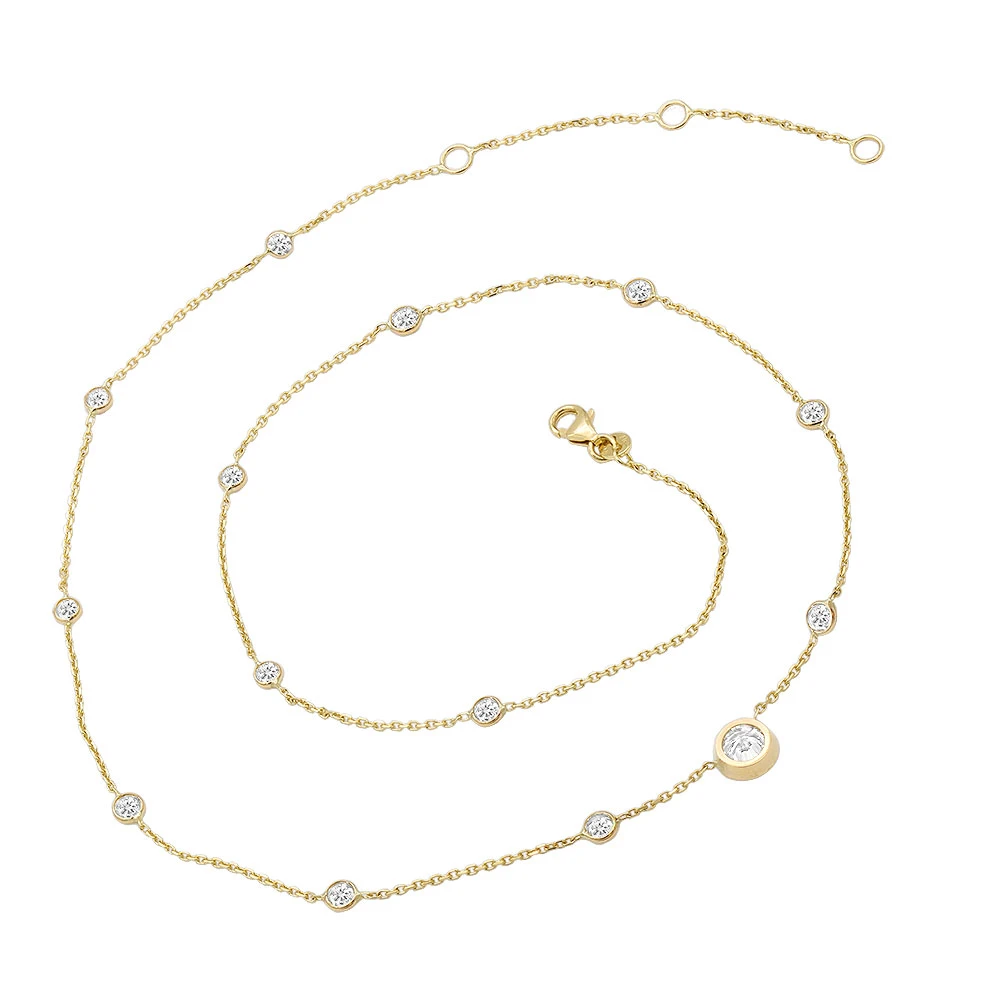 Unique Diamonds By The Yard Necklace 14K Yellow Gold 1.8 Carats Adjustable Length 5 Unique Diamonds By The Yard Necklace 14K Yellow Gold 1.8 Carats Adjustable Length - Image 5