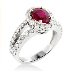 Unique Halo Diamond And Ruby Engagement Ring In Platinum 1ctd 1.35ctr -Luxurman unique halo diamond and ruby engagement ring in platinum 095ctd 135ctr 2