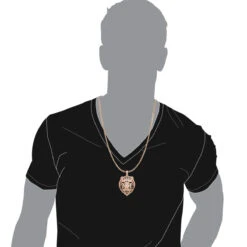 Unique Men's Diamond Tiger Pendant 14K Yellow Gold With Black Enamel 4ct -Luxurman unique jewelry mens diamond tiger pendant 14k gold with black enamel 4ct bodro