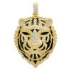 Unique Men's Diamond Tiger Pendant 14K Yellow Gold With Black Enamel 4ct