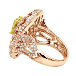 Unique 18K White Gold White & Pear Yellow Diamond Cocktail Ring For Women -Luxurman unique jewelry white pear yellow diamond cocktail ring for women 18k gold 804023 backro