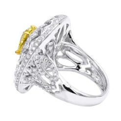 Unique 18K White Gold White & Pear Yellow Diamond Cocktail Ring For Women -Luxurman unique jewelry white pear yellow diamond cocktail ring for women 18k gold 804023 backwh