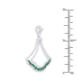 Unique Ladies 1.3 Carat Diamond And Emerald Pendant Necklace 14K White Gold -Luxurman unique ladies 13 carat diamond and emerald pendant necklace in 14k gold 100488 rulerwh