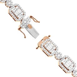 Unique Diamond Necklace For Women 10K Yellow Gold 17 Carats 14 Unique Diamond Necklace For Women 10K Yellow Gold 17 Carats -Luxurman unique ladies diamond necklace 14k gold 17 carats baguette round diamonds clasp rose