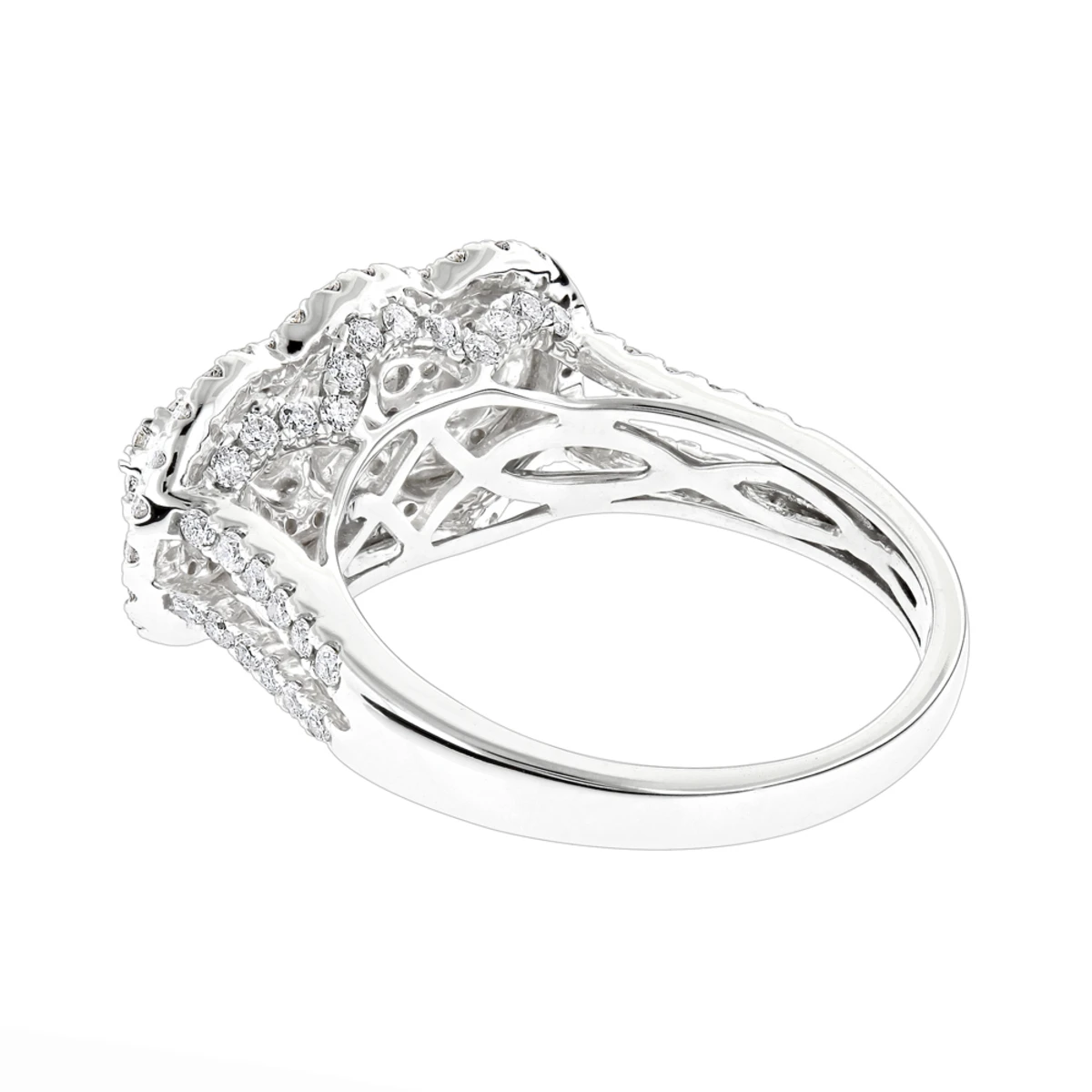 Unique Luxurman Double Halo Cluster Diamond Engagement Ring 1.6ct 14K White Gold 4 Unique Luxurman Double Halo Cluster Diamond Engagement Ring 1.6ct 14K White Gold - Image 4