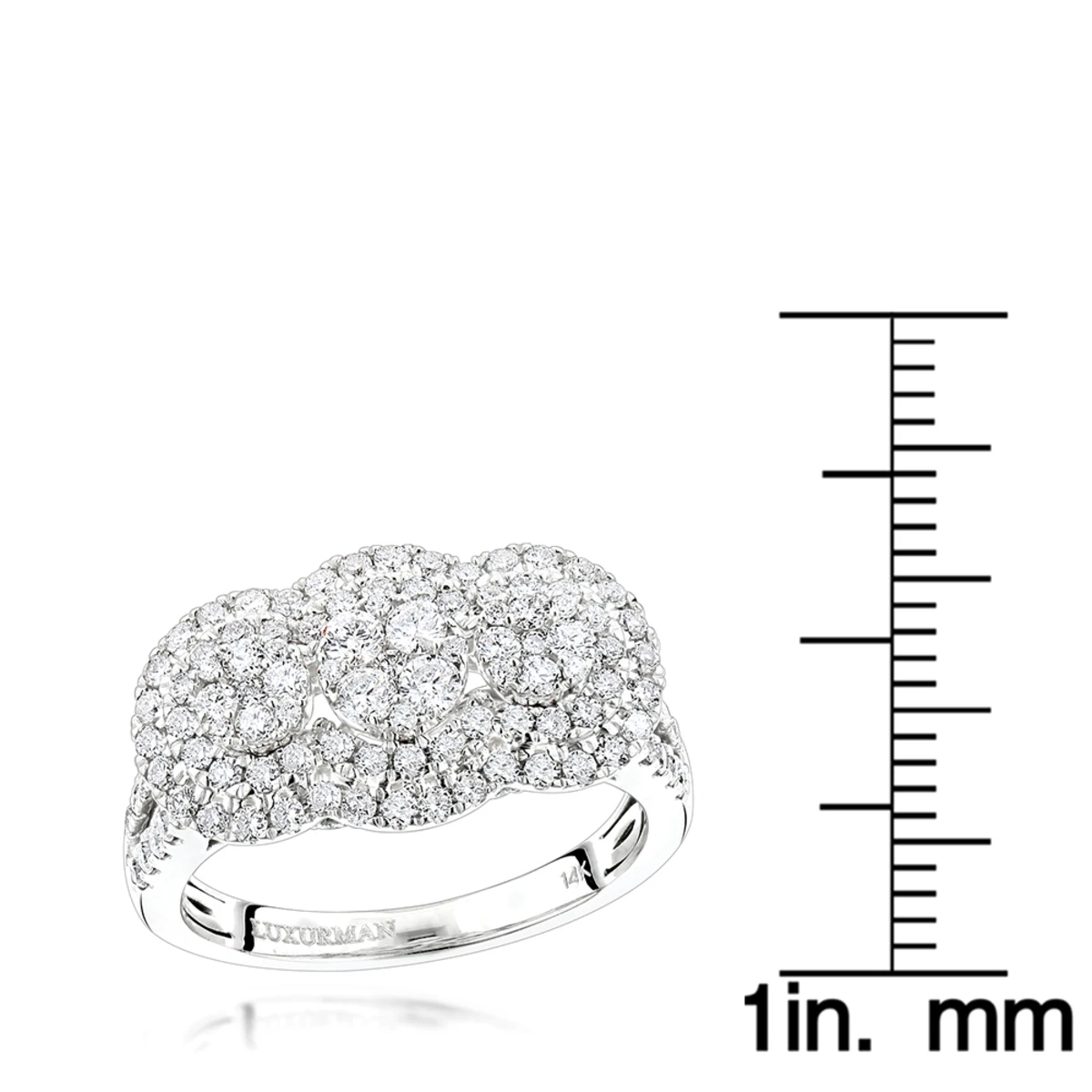 Unique Luxurman Double Halo Cluster Diamond Engagement Ring 1.6ct 14K White Gold 6 Unique Luxurman Double Halo Cluster Diamond Engagement Ring 1.6ct 14K White Gold - Image 6