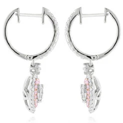 Unique Luxurman Drop Earrings White & Pink Diamond Heart Earrings 14K White Gold -Luxurman unique luxurman drop earrings white pink diamond heart earrings 14k gold backwh