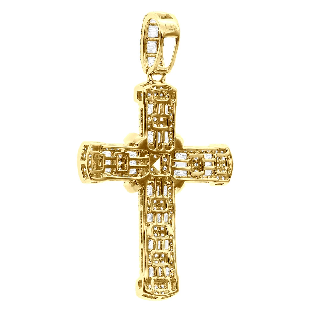 Unique Men's Diamond Cross Pendant 14K Yellow Gold 2 Inch 3 Carats 5 Unique Men's Diamond Cross Pendant 14K Yellow Gold 2 Inch 3 Carats - Image 5