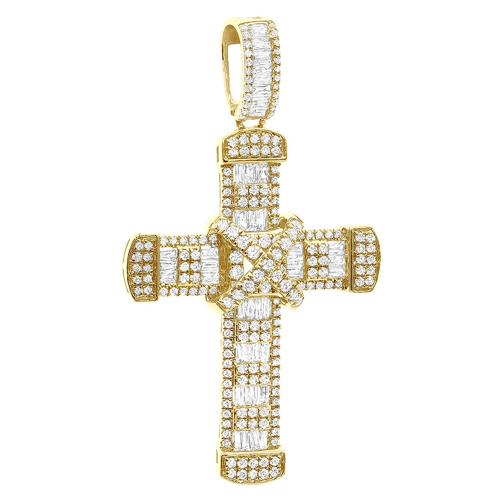 Unique Men's Diamond Cross Pendant 14K Yellow Gold 2 Inch 3 Carats 1 Unique Men's Diamond Cross Pendant 14K Yellow Gold 2 Inch 3 Carats