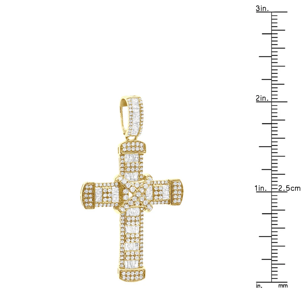 Unique Men's Diamond Cross Pendant 14K Yellow Gold 2 Inch 3 Carats 8 Unique Men's Diamond Cross Pendant 14K Yellow Gold 2 Inch 3 Carats - Image 8