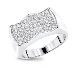 Unique Men's Diamond Ring By Luxurman 1.1ct 14K White Gold