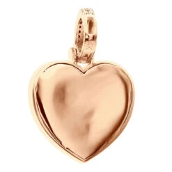 Large Ladies Unique Round Baguette Diamond Heart Shape Pendant 2 Carat 14K Yellow Gold -Luxurman unique oversized round and baguette diamond heart pendant 2 carat 14k gold 803235 back rose