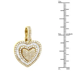 Large Ladies Unique Round Baguette Diamond Heart Shape Pendant 2 Carat 14K Yellow Gold -Luxurman unique oversized round and baguette diamond heart pendant 2 carat 14k gold 803235 ruler yellow