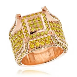 6ct Yellow Diamond Men's Ring Yellow, Rose & 14K Yellow Gold Ring By Luxurman 7 6ct Yellow Diamond Men's Ring Yellow, Rose & 14K Yellow Gold Ring By Luxurman -Luxurman unique rings by luxurman 6ct yellow diamond mens ring 14k yellow rose white gold ro
