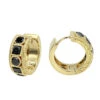 Unique Diamond Hoop Earrings Large Black Diamond Huggies 14K Yellow Gold 3ct