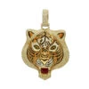 Unique 10K Yellow Gold Men's Custom Enamel & Diamond Tiger Pendant 1.75CT