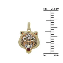 Unique 10K Yellow Gold Men's Custom Enamel & Diamond Tiger Pendant 1.75CT 15 Unique 10K Yellow Gold Men's Custom Enamel & Diamond Tiger Pendant 1.75CT -Luxurman unique solid 10k gold tiger pendant diamonds enamel 175ct mens custom jewelry 407123 ruler