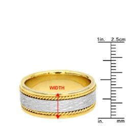 Unique Solid Two Tone Solid 14K Yellow Gold Men's Braided Wedding Band Comfort Fit Design -Luxurman unique solid two tone 14k gold mens braided wedding band comfort fit design 002000 rulerye