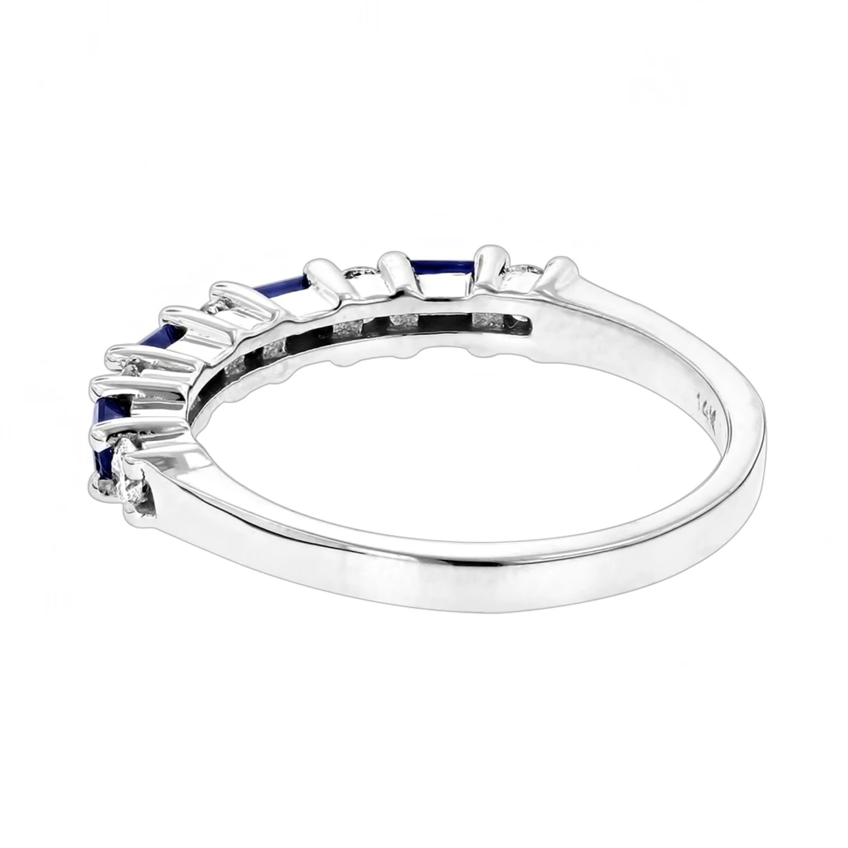 Unique 14K White Gold Diamond And Sapphire Ring For Women 0.58ctw 4 Unique 14K White Gold Diamond And Sapphire Ring For Women 0.58ctw - Image 4