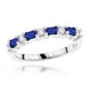 Unique 14K White Gold Diamond And Sapphire Ring For Women 0.58ctw