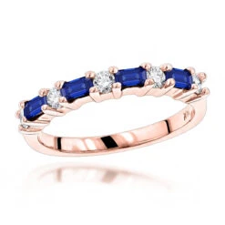 Unique 14K White Gold Diamond And Sapphire Ring For Women 0.58ctw 8 Unique 14K White Gold Diamond And Sapphire Ring For Women 0.58ctw -Luxurman unique wedding bands 14k gold diamond and sapphire ring for women 058ctw ro