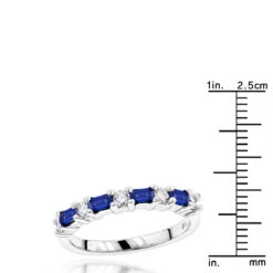 Unique 14K White Gold Diamond And Sapphire Ring For Women 0.58ctw 11 Unique 14K White Gold Diamond And Sapphire Ring For Women 0.58ctw -Luxurman unique wedding bands 14k gold diamond and sapphire ring for women 058ctw rulerwh