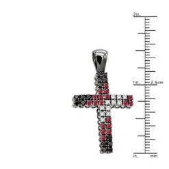 Unique White Black Diamonds And Ruby Cross Pendant 1.5ct 10K Black Plated Gold -Luxurman unique white black diamonds and ruby cross pendant 15ct 10k gold ruler
