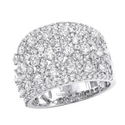 Unique Wide Diamond Ladies Ring Band 2.75ct 14K White Gold By Luxurman