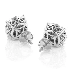 Unisex Round Diamond Cluster Earrings 14K White Gold 2ct Halo Studs -Luxurman unisex round diamond cluster earrings 14k gold 2ct halo studs backwh