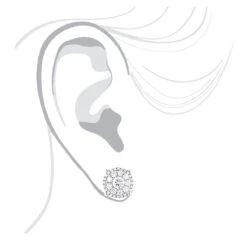 Unisex Round Diamond Cluster Earrings 14K White Gold 2ct Halo Studs -Luxurman unisex round diamond cluster earrings 14k gold 2ct halo studs bodwh