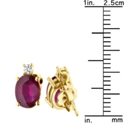VS Diamond And Oval Ruby Stud Earrings For Women 18K Yellow Gold 3.74ct 9 VS Diamond And Oval Ruby Stud Earrings For Women 18K Yellow Gold 3.74ct -Luxurman vs diamond and oval ruby stud earrings for women in 18k gold 374ct 018402 ruler yellow