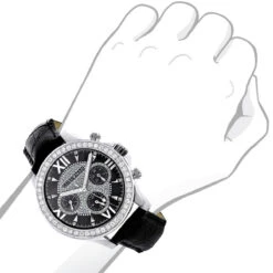 Luxurman Liberty Men's Diamond Watch Black Dial Swiss MVT Leather Band 3ct -Luxurman watches luxurman liberty mens diamond watch black dial swiss mvt leather band 3ct bod