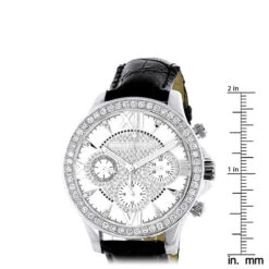 Men's Genuine Diamond Watch Luxurman Liberty Swiss MVT Leather Band White MOP -Luxurman watches mens genuine diamond watch luxurman liberty swiss mvt leather band white mop ruler