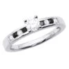 White And Black Diamond Engagement Ring 0.74ct 14K White Gold