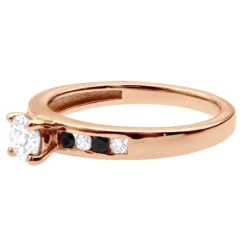 White And Black Diamond Engagement Ring 0.74ct 14K White Gold 13 White And Black Diamond Engagement Ring 0.74ct 14K White Gold -Luxurman white and black diamond engagement ring 074ct 14k gold p 50192 backro