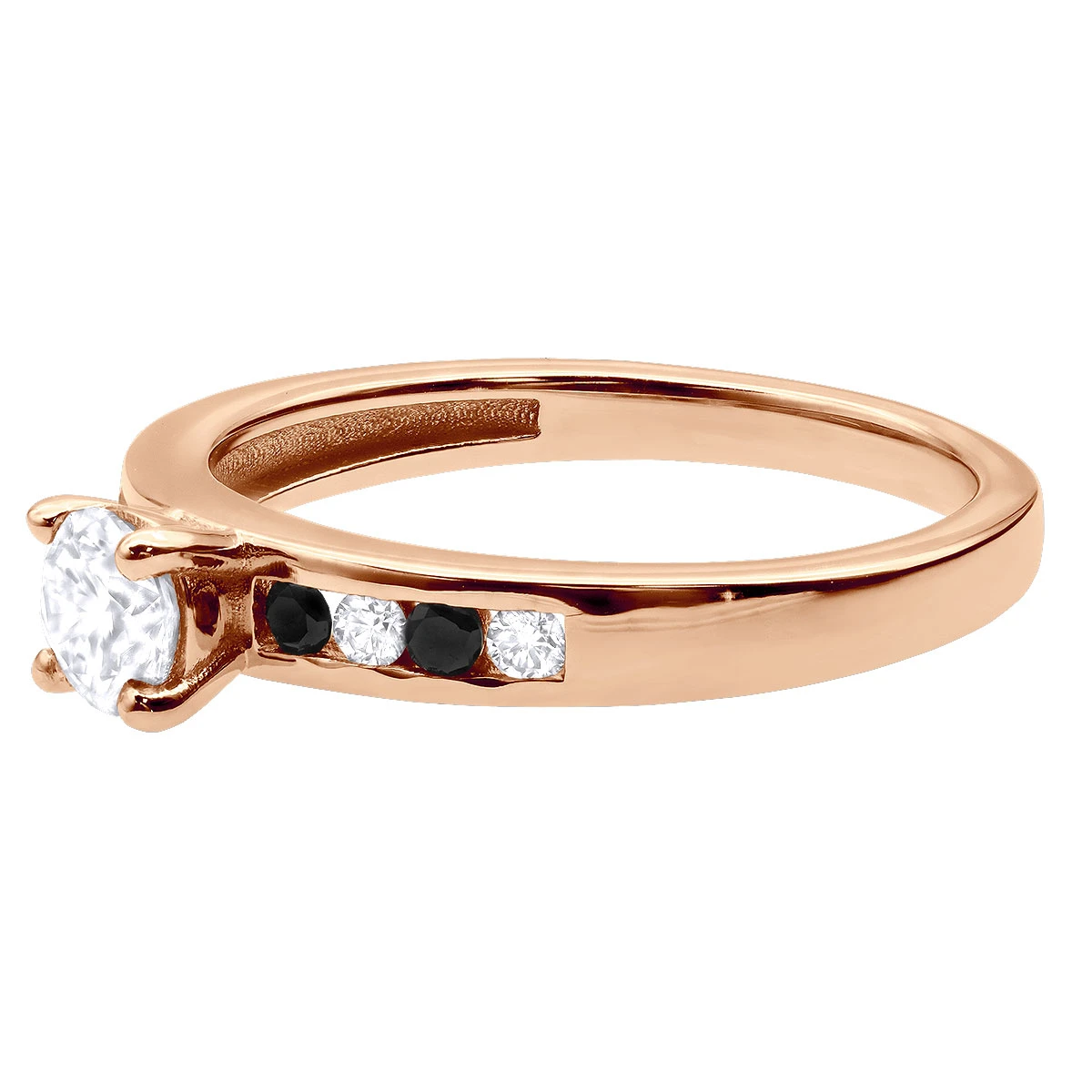 White And Black Diamond Engagement Ring 0.74ct 14K White Gold 6 White And Black Diamond Engagement Ring 0.74ct 14K White Gold - Image 6