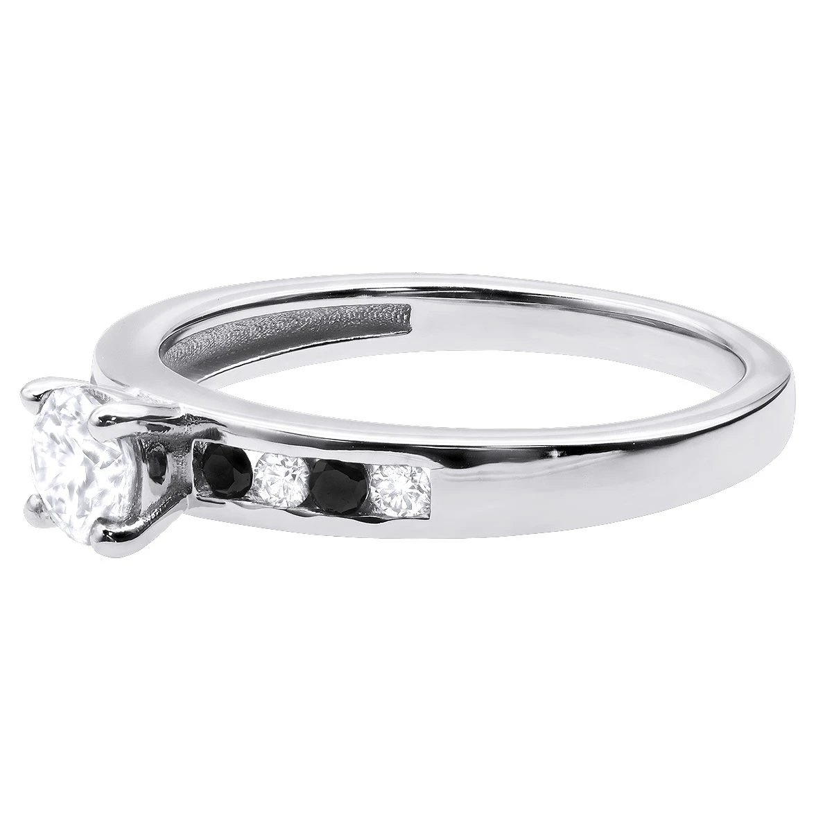 White And Black Diamond Engagement Ring 0.74ct 14K White Gold 4 White And Black Diamond Engagement Ring 0.74ct 14K White Gold - Image 4