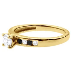 White And Black Diamond Engagement Ring 0.74ct 14K White Gold 12 White And Black Diamond Engagement Ring 0.74ct 14K White Gold -Luxurman white and black diamond engagement ring 074ct 14k gold p 50192 backye