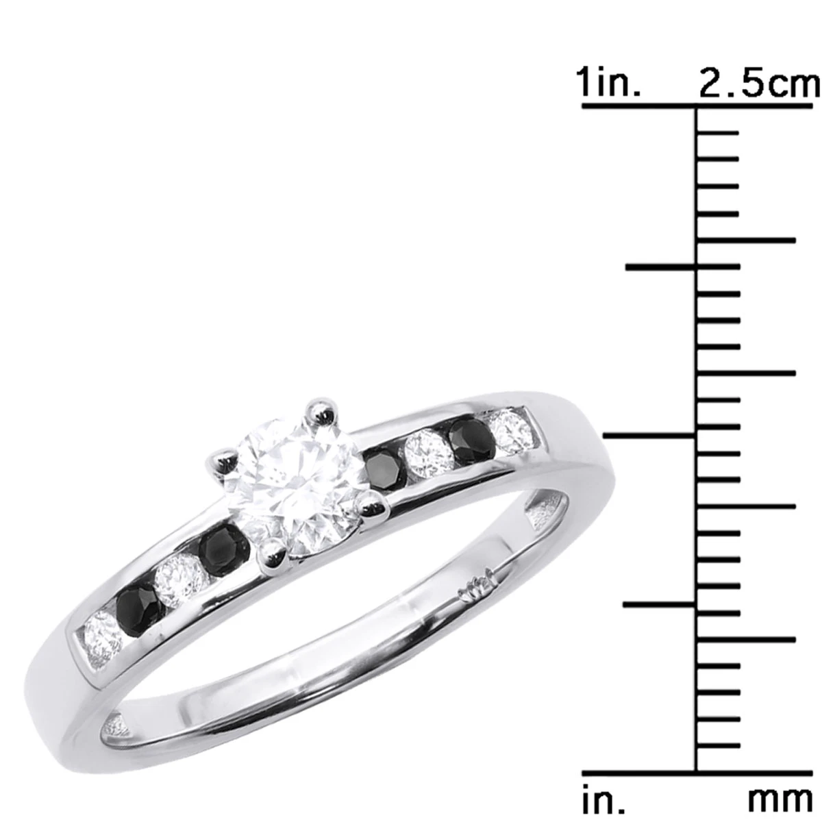 White And Black Diamond Engagement Ring 0.74ct 14K White Gold 8 White And Black Diamond Engagement Ring 0.74ct 14K White Gold - Image 8