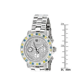White Blue Yellow Diamond Watch By LUXURMAN 2.75ct Ladies 9 White Blue Yellow Diamond Watch By LUXURMAN 2.75ct Ladies -Luxurman white blue yellow diamond watch by luxurman 275ct ladies p 45988 ruler