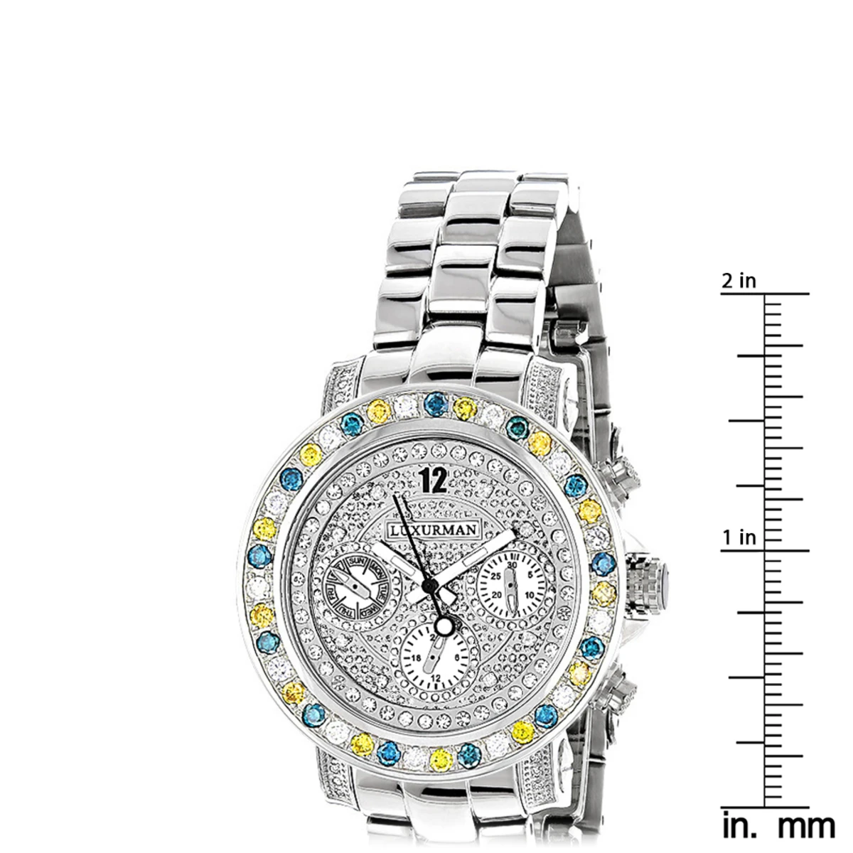 White Blue Yellow Diamond Watch By LUXURMAN 2.75ct Ladies 5 White Blue Yellow Diamond Watch By LUXURMAN 2.75ct Ladies - Image 5