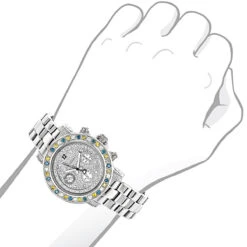 White Blue Yellow Diamond Watch By LUXURMAN 2.75ct Ladies 7 White Blue Yellow Diamond Watch By LUXURMAN 2.75ct Ladies -Luxurman white blue yellow diamond watch by luxurman 275ct ladies p 45988bod