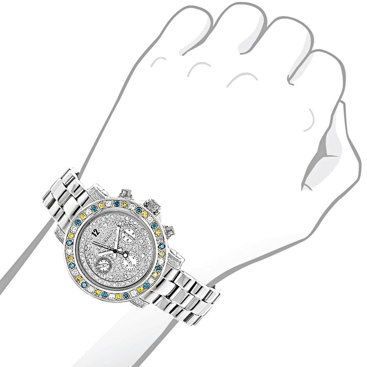 White Blue Yellow Diamond Watch By LUXURMAN 2.75ct Ladies 3 White Blue Yellow Diamond Watch By LUXURMAN 2.75ct Ladies - Image 3