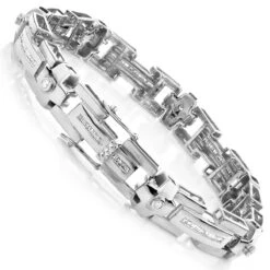 14K Yellow Gold Men's Diamond Bracelet 1.95ct -Luxurman white gold diamond bracelets collection piece 195ct p 7000back