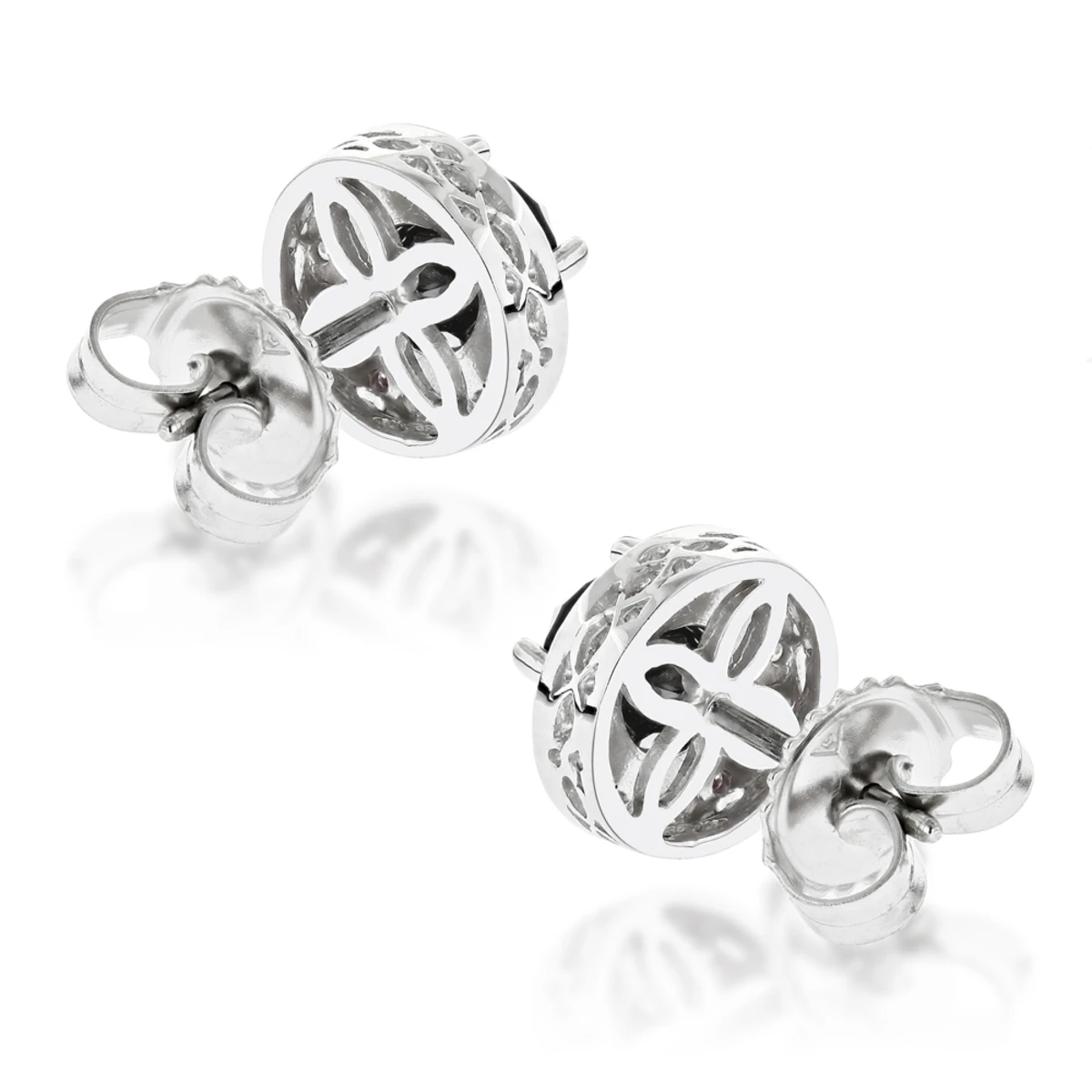 White Pink And Black Diamond Stud Earrings 2.2ct 14K White Gold 4 White Pink And Black Diamond Stud Earrings 2.2ct 14K White Gold - Image 4