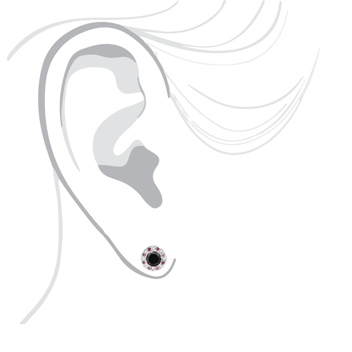 White Pink And Black Diamond Stud Earrings 2.2ct 14K White Gold 5 White Pink And Black Diamond Stud Earrings 2.2ct 14K White Gold - Image 5