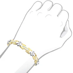 14K Yellow Gold Diamond Men's Bracelet 1.95ct -Luxurman white yellow gold diamond mens bracelet 195ct bodye