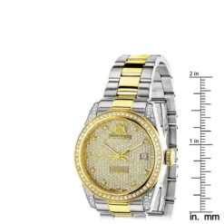 Women's White Yellow Gold Pltd Diamond Watch Two Tone Luxurman Tribeca 1.5ct -Luxurman white yellow gold plated watch two tone womens luxurman tribeca 15ct ruler