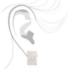 Wide 14K White Gold Designer Quarter Hoop Cluster Diamond Earrings Women's 3.25ct -Luxurman wide 14k gold designer quarter hoop cluster diamond earrings womens 325ct bodye